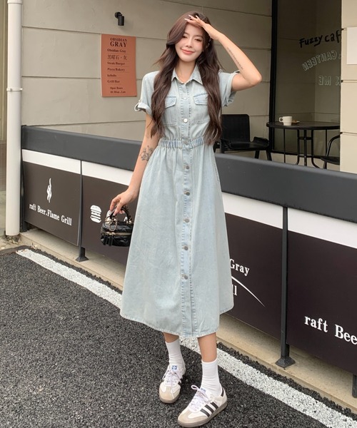 FAVORITO（ファヴォリート）の「シャツデニムワンピース（ワンピース・レディース・ブルー・XL/L/M）」の14枚目の写真
