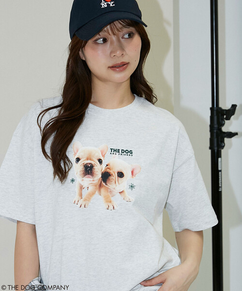 PUBLUX(パブリュクス)の「PUBLUX/パブリュクス THE DOG / プリント Tシャツ 限定展開(Tシャツ/カットソー・レディース・ネイビー/ライトグレー/チャコールグレー・フリ-)」の5枚目の写真