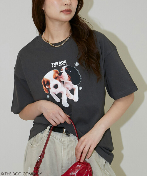 PUBLUX(パブリュクス)の「PUBLUX/パブリュクス THE DOG / プリント Tシャツ 限定展開(Tシャツ/カットソー・レディース・ネイビー/ライトグレー/チャコールグレー・フリ-)」の18枚目の写真