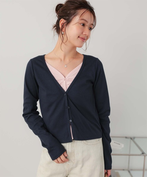 titivate（ティティベイト）の「レイヤード風フロントギャザーデザインカットソートップス（Tシャツ/カットソー・レディース・チャコール/ダークブラウン/ライトグレー/ネイビー・L/M）」の5枚目の写真