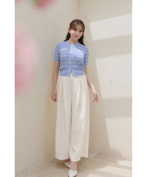 Her lip to(ハーリップトゥー)の「Nicola Short Sleeve Knit Cardigan(カーディガン/ボレロ・レディース・サックスブルー・S/M)」の3枚目の写真