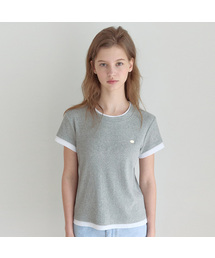 ツートンレイヤードTシャツ - グレー