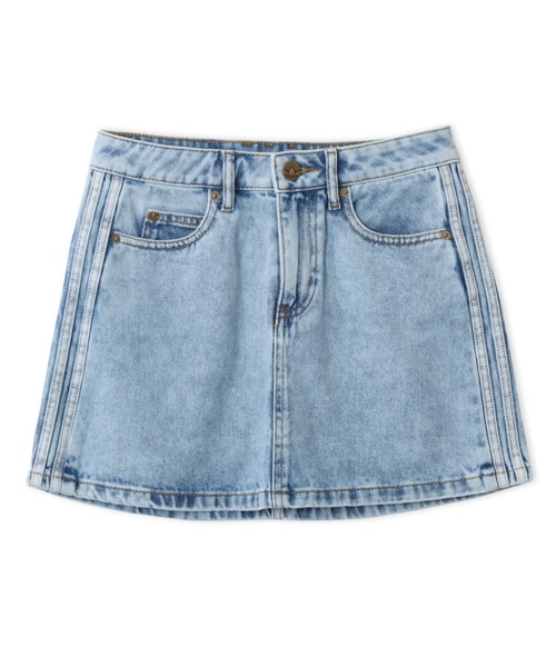 adidas(アディダス)の「adidas 3 STRIPES MINI SKIRT DENIM / アディダス 3 ストライプス ミニスカート デニム(スカート・レディース・ライトインディゴブルー・L/M/S)」の3枚目の写真