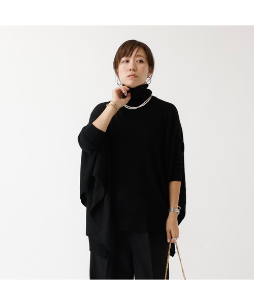 DESIGNWORKS（デザインワークス）の「【追加】タートルネックポンチョ（ニット/セーター・レディース・ライトブラウン・フリー）」の12枚目の写真