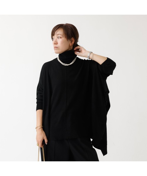 DESIGNWORKS（デザインワークス）の「【追加】タートルネックポンチョ（ニット/セーター・レディース・ライトブラウン・フリー）」の4枚目の写真
