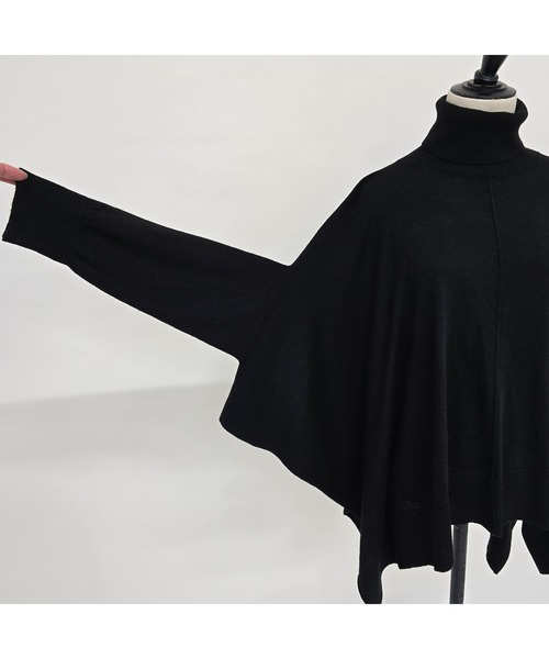 DESIGNWORKS（デザインワークス）の「【追加】タートルネックポンチョ（ニット/セーター・レディース・ライトブラウン・フリー）」の10枚目の写真