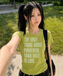 シルケットコットンレタリングスリムTシャツ_ライム