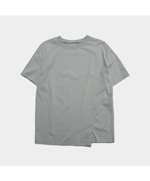 デイリークルーネックアシンメトリーポイントリラックスフィット半袖ベーシックTシャツ_3COLOR