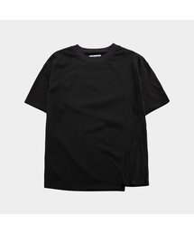 デイリークルーネックアシンメトリーポイントリラックスフィット半袖ベーシックTシャツ_3COLOR