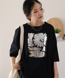 20/-天竺 はなプリントTシャツ 26SS 半袖