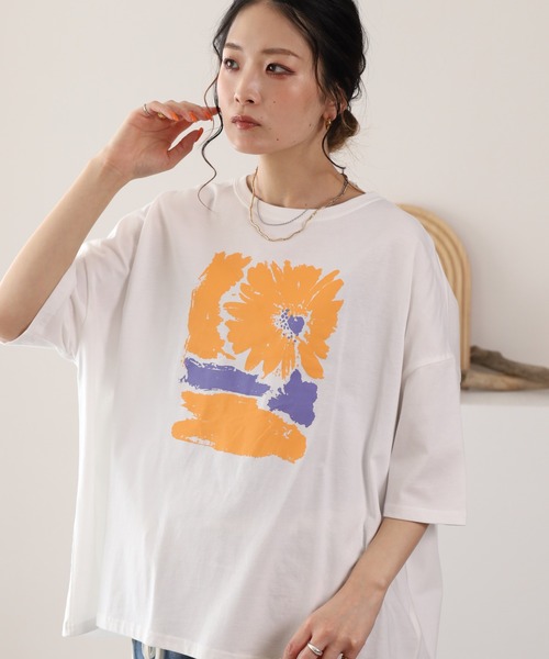 BARNDOOR（バーンドア）の「20/-天竺 はなプリントTシャツ 26SS 半袖（Tシャツ/カットソー・レディース・ブラック系1/グレー系1/ホワイト系1・FREE）」の11枚目の写真