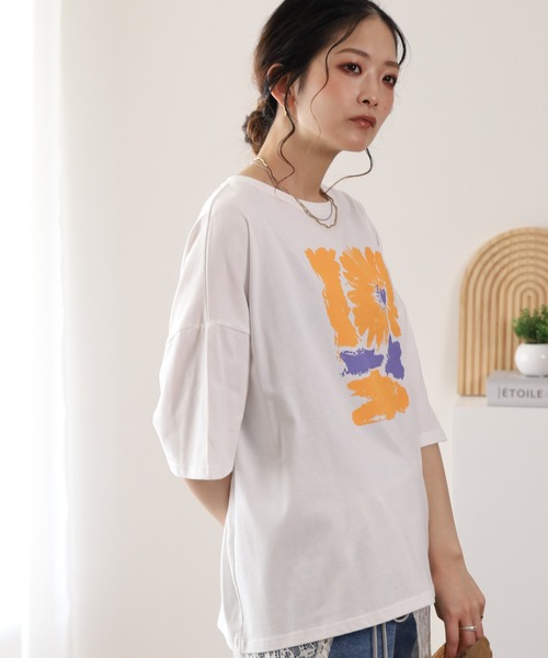BARNDOOR（バーンドア）の「20/-天竺 はなプリントTシャツ 26SS 半袖（Tシャツ/カットソー・レディース・ブラック系1/グレー系1/ホワイト系1・FREE）」の14枚目の写真