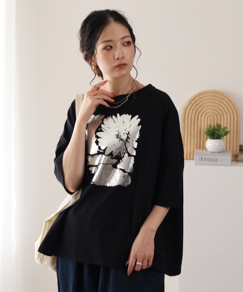 BARNDOOR（バーンドア）の「20/-天竺 はなプリントTシャツ 26SS 半袖（Tシャツ/カットソー・レディース・ブラック系1/グレー系1/ホワイト系1・FREE）」の18枚目の写真