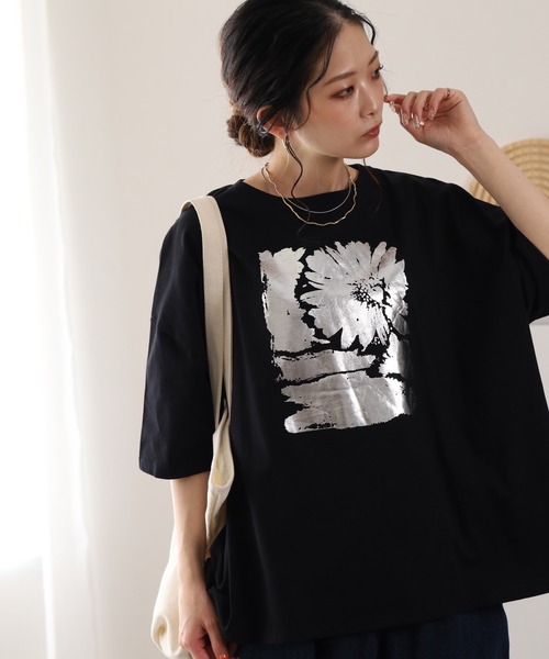 BARNDOOR（バーンドア）の「20/-天竺 はなプリントTシャツ 26SS 半袖（Tシャツ/カットソー・レディース・ブラック系1/グレー系1/ホワイト系1・FREE）」の19枚目の写真