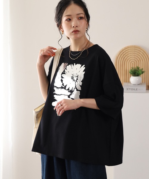 BARNDOOR（バーンドア）の「20/-天竺 はなプリントTシャツ 26SS 半袖（Tシャツ/カットソー・レディース・ブラック系1/グレー系1/ホワイト系1・FREE）」の22枚目の写真