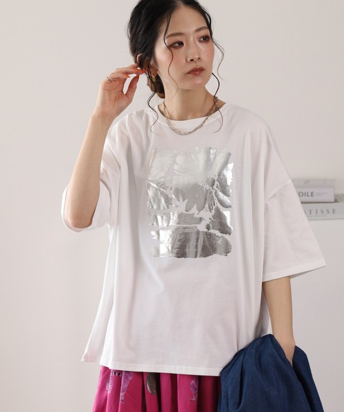 BARNDOOR（バーンドア）の「20/-天竺 はなプリントTシャツ 26SS 半袖（Tシャツ/カットソー・レディース・ブラック系1/グレー系1/ホワイト系1・FREE）」の6枚目の写真