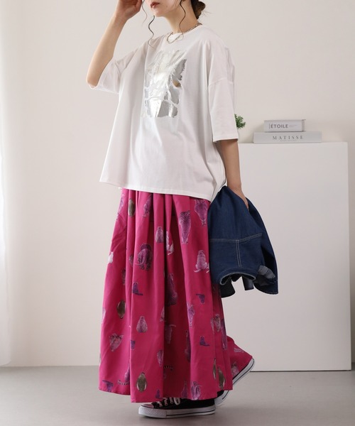 BARNDOOR（バーンドア）の「20/-天竺 はなプリントTシャツ 26SS 半袖（Tシャツ/カットソー・レディース・ブラック系1/グレー系1/ホワイト系1・FREE）」の10枚目の写真