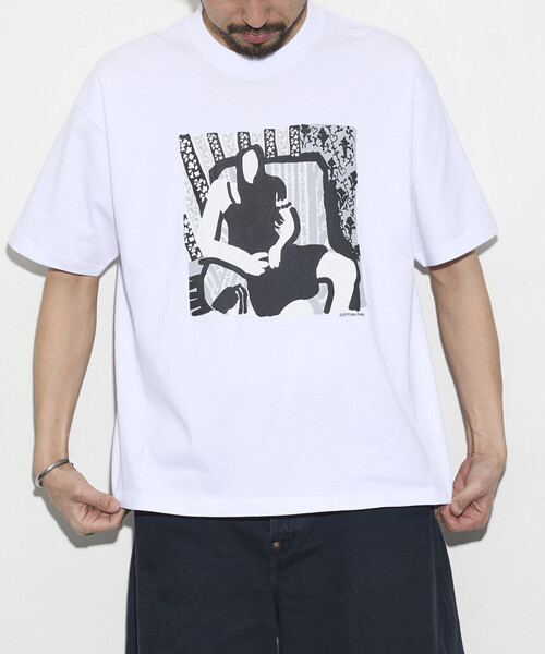 cotton pan(コットンパン)の「COTTON PAN/コットンパン リラックスフィット プリント クルーネック Tシャツ / 19(Tシャツ/カットソー・メンズ・ブラック/ホワイト・LARGE/MEDIUM)」の5枚目の写真