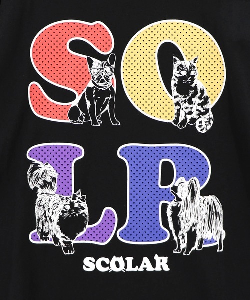 ScoLar(スカラー)の「162729:ドットスカラー わんにゃん柄Tシャツ(Tシャツ/カットソー・レディース・オフホワイト/チャコールグレー/ブラック・M)」の14枚目の写真