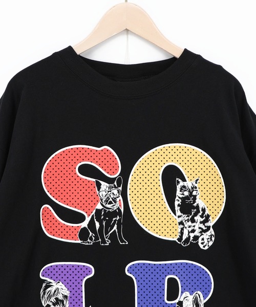 ScoLar(スカラー)の「162729:ドットスカラー わんにゃん柄Tシャツ(Tシャツ/カットソー・レディース・オフホワイト/チャコールグレー/ブラック・M)」の15枚目の写真