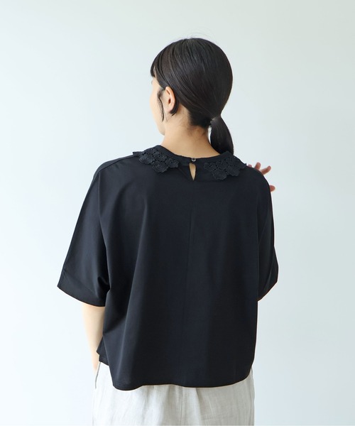 yuni(ユニ )の「△Cotton Neck Lace T-SH(Tシャツ/カットソー・レディース・ホワイト/ブラック・FREE)」の10枚目の写真