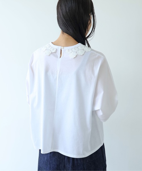 yuni(ユニ )の「△Cotton Neck Lace T-SH(Tシャツ/カットソー・レディース・ホワイト/ブラック・FREE)」の18枚目の写真