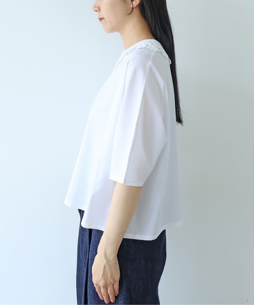 yuni(ユニ )の「△Cotton Neck Lace T-SH(Tシャツ/カットソー・レディース・ホワイト/ブラック・FREE)」の20枚目の写真