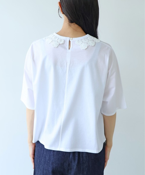 yuni(ユニ )の「△Cotton Neck Lace T-SH(Tシャツ/カットソー・レディース・ホワイト/ブラック・FREE)」の21枚目の写真