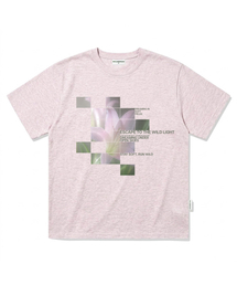 ネイチャーフラワープリントオーバーサイズ半袖Tシャツメランジピンク