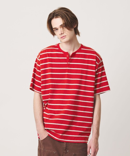 California General Store（California General Store）の「＜CGS.＞マルチ ボーダー ヘンリーネック Tシャツ（Tシャツ/カットソー・メンズ・ワイン/レッド/オフホワイト・M/S/L）」の20枚目の写真
