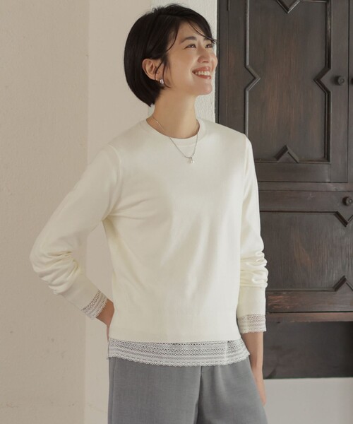 J.PRESS(ジェイプレス)の「【人気定番アイテム・シーンレスに活躍・WEB限定カラーあり】PRINCE クルーネック ニット(ニット/セーター・レディース・ベージュ系/ブラック系/ダークブラウン系/ピーコックグリーン系/ローズ系/ホワイト系/ライトグレー系/ホワイト系1/ブラウン系1・MEDIUM/LARGE)」の1枚目の写真