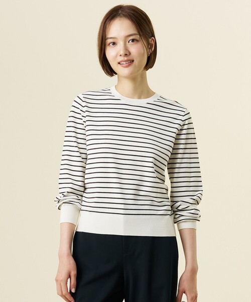 J.PRESS(ジェイプレス)の「【人気定番アイテム・シーンレスに活躍・WEB限定カラーあり】PRINCE クルーネック ニット(ニット/セーター・レディース・ベージュ系/ブラック系/ダークブラウン系/ピーコックグリーン系/ローズ系/ホワイト系/ライトグレー系/ホワイト系1/ブラウン系1・MEDIUM/LARGE)」の2枚目の写真