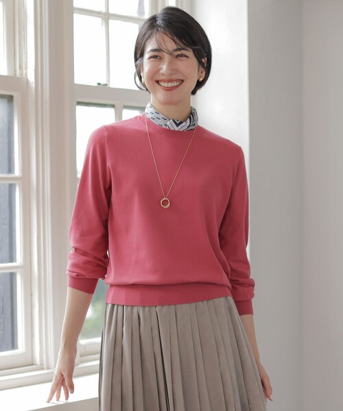 J.PRESS(ジェイプレス)の「【人気定番アイテム・シーンレスに活躍・WEB限定カラーあり】PRINCE クルーネック ニット(ニット/セーター・レディース・ベージュ系/ブラック系/ダークブラウン系/ピーコックグリーン系/ローズ系/ホワイト系/ライトグレー系/ホワイト系1/ブラウン系1・MEDIUM/LARGE)」の9枚目の写真