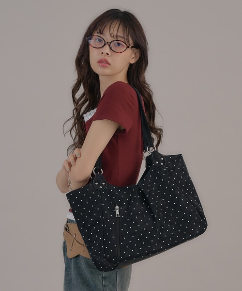 apres jour mignon(アプレジュールミニョン)の「【apresjour mignon×ARIAZ】ドット柄トートバッグ(トートバッグ・レディース・オフホワイト/ブラック/ピンク/ブルー・FREE)」の8枚目の写真