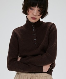 front button high neck knit / フロントボタンハイネックニット