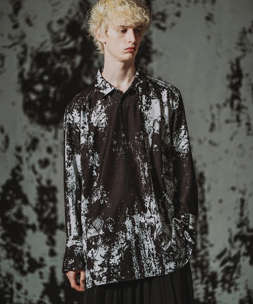 NO ID.(ノーアイディ)の「ms6611-AbstractsプリントロングSH シャツ(459006-540S)(シャツ/ブラウス・メンズ・ホワイト/ブラック・ONE SIZE)」の9枚目の写真