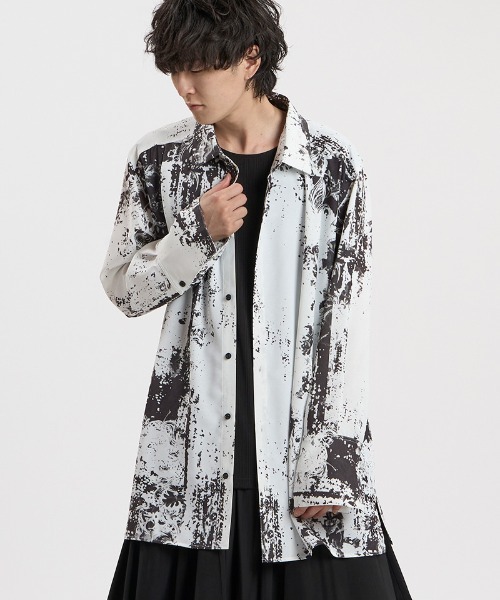 NO ID.(ノーアイディ)の「ms6611-AbstractsプリントロングSH シャツ(459006-540S)(シャツ/ブラウス・メンズ・ホワイト/ブラック・ONE SIZE)」の15枚目の写真