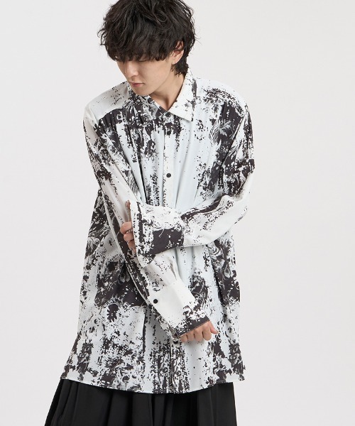 NO ID.(ノーアイディ)の「ms6611-AbstractsプリントロングSH シャツ(459006-540S)(シャツ/ブラウス・メンズ・ホワイト/ブラック・ONE SIZE)」の16枚目の写真