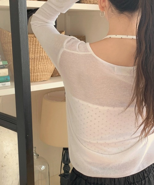 mineng(マイング)の「【カップ付き/レイヤード】ドットホルターキャミソール(キャミソール・レディース・スカイブルー/ブラック/アイボリー/グレー・FREE)」の19枚目の写真