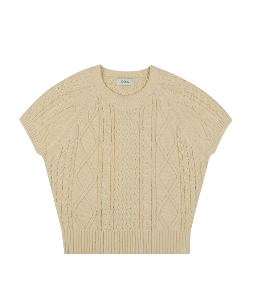VLETI（ブレッティ）の「Cable Cotton Round Half Knit (yellow)（ニット/セーター・レディース・イエロー・FREE）」の2枚目の写真