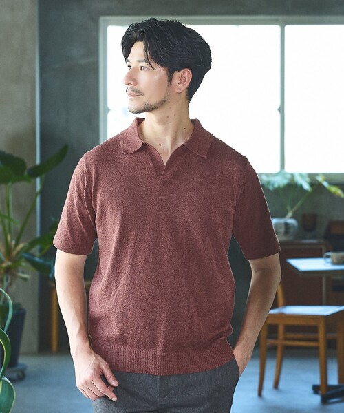 ABAHOUSE GRAY(アバハウスグレイ)の「ブークレー スキッパー 半袖ポロシャツ(ポロシャツ・メンズ・ブラウン/ブラック/ライトグレー/ネイビー・50/48/46)」の3枚目の写真