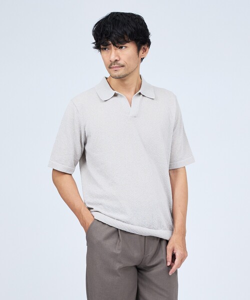 ABAHOUSE GRAY(アバハウスグレイ)の「ブークレー スキッパー 半袖ポロシャツ(ポロシャツ・メンズ・ブラウン/ブラック/ライトグレー/ネイビー・50/48/46)」の2枚目の写真
