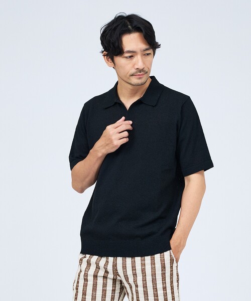 ABAHOUSE GRAY(アバハウスグレイ)の「ブークレー スキッパー 半袖ポロシャツ(ポロシャツ・メンズ・ブラウン/ブラック/ライトグレー/ネイビー・50/48/46)」の1枚目の写真