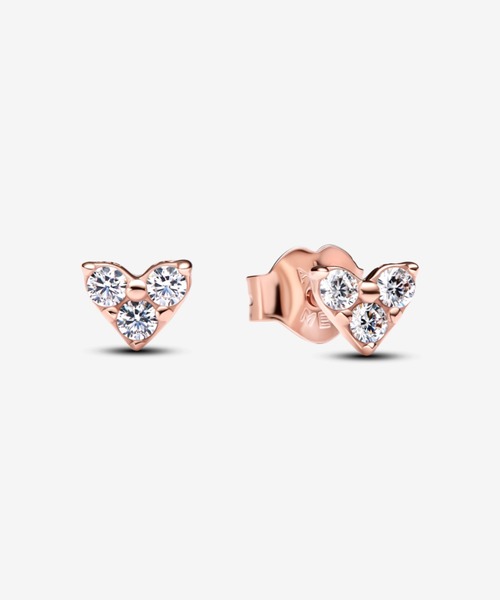 PANDORA(パンドラ)の「トリプル ストーン ハート スタッド ピアス(ピアス(両耳用)・レディース・ピンクゴールド・FREE)」の1枚目の写真