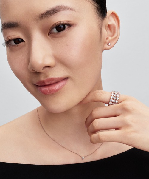 PANDORA(パンドラ)の「トリプル ストーン ハート スタッド ピアス(ピアス(両耳用)・レディース・ピンクゴールド・FREE)」の3枚目の写真