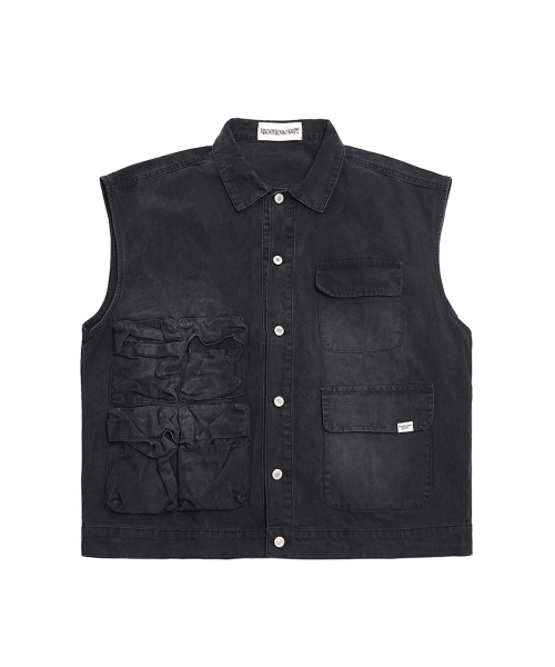 NIGHTWORKDEPT(ナイトワークデプト)の「Burn Washed Utility Vest_Black(ベスト・レディース・その他・ONE)」の1枚目の写真