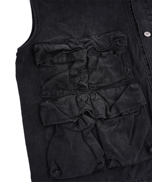 NIGHTWORKDEPT(ナイトワークデプト)の「Burn Washed Utility Vest_Black(ベスト・レディース・その他・ONE)」の4枚目の写真
