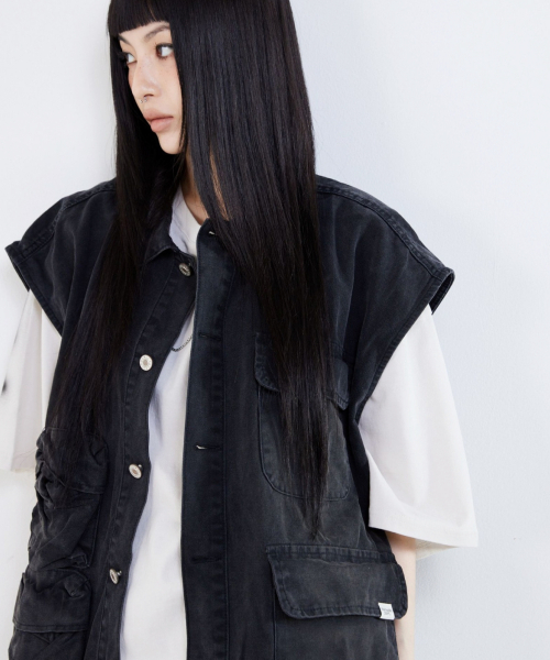 NIGHTWORKDEPT(ナイトワークデプト)の「Burn Washed Utility Vest_Black(ベスト・レディース・その他・ONE)」の3枚目の写真