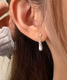 シルバー雫ドロップピアス/両耳用/レディース(T3)