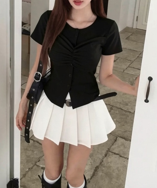 VIVID LADY(ビビッドレディー)の「バストシャーリング 半袖トップス(Tシャツ/カットソー・レディース・ブラック/ホワイト/グレー・FREE)」の14枚目の写真
